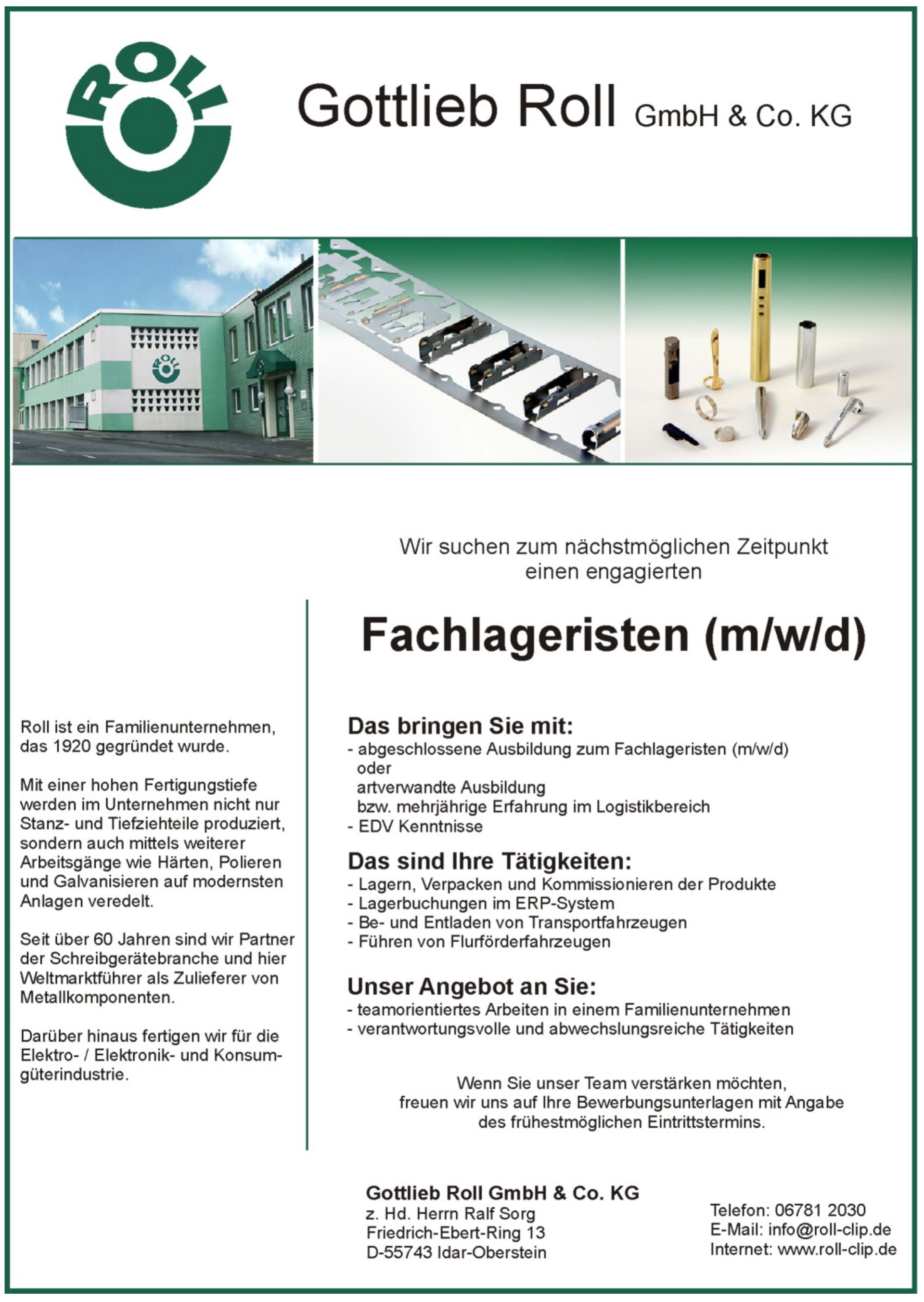 Stellenanzeige Fachlagerist2021web